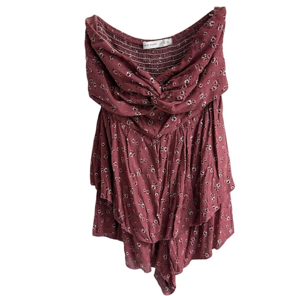 Altar’d State Mauve Floral Strapless Romper Size Small